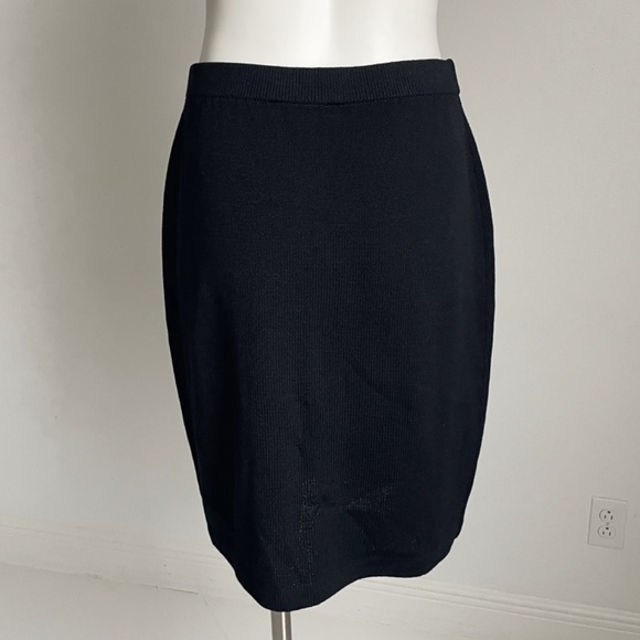 St John Skirt Black Knit Basics Retro Vintage 90s Size 8 Pencil Style - Picture 5 of 7